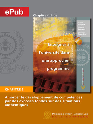 cover image of Amorcer le développement de compétences par des exposés fondés sur des situations authentiques (Chapitre)